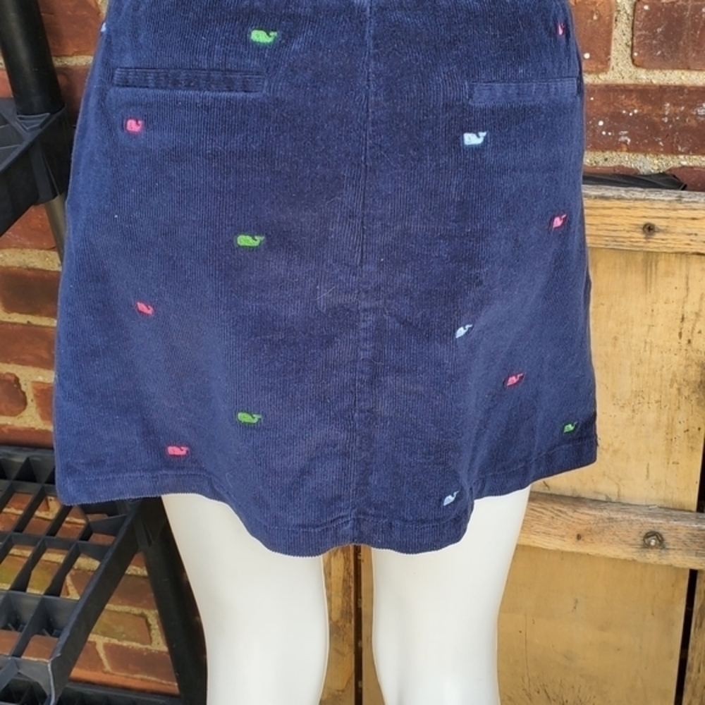 Vineyard Vines Navy Corduroy Whale Embroidered Mini Skirt Size 8 Preppy - Picture 13 of 13